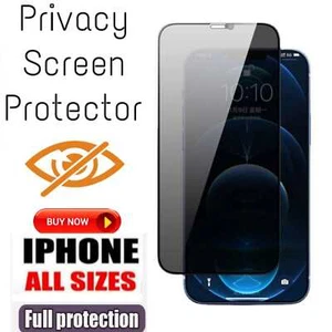 9D Privacy Tempered Glass Screen Protector For iPhone 16 15 14 13 12 11 Pro Max - Picture 1 of 6