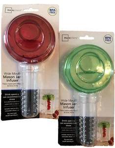 BPA Free Infusers for Wide Mouth Mason Jars Hole for Straw or Drinking Set/2 - Picture 1 of 3