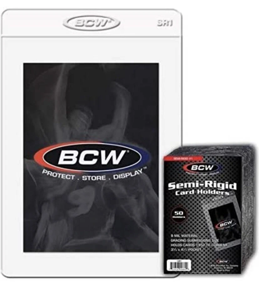 (50) BCW Semi-Rigid Card Holder #1 - Graded Card Submission Size