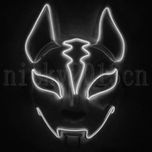 LED Neon Fox Mask EL Wire Halloween Adult Cosplay Light Up Glow Costume Party  - Picture 1 of 19