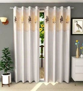 Brand New 2 Piece Eyelet Door Curtain Set 8 ft - Picture 1 of 6