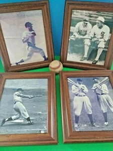 (4) Baseball Hero's pictures in wood frames 10.5x12.5" - Picture 1 of 7