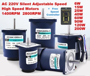 6W15W25W40W60W90W120W200W AC 220V Silent Adjustable Speed Motors 1400 / 2800RPM - Picture 1 of 14