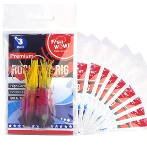 10pks Black Red 3" Fishing Rock Cod Rig Twin Bulb Squids Rockfish lingcod Soft  - Picture 1 of 6