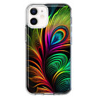 For Apple Iphone 12 Shockproof Neon Rainbow Peacock Feather Case