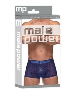 Male Power Diamond Mesh Mini Short Blue - Picture 1 of 7