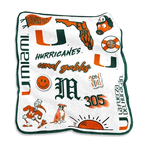 Miami Hurricanes 50'' x 60'' Native Raschel Plush Throw Blanket Cover