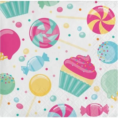Candy Bouquet Birthday 16 Ct Beverage Napkins - Image 1 of 2