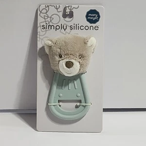 Mary Meyer Simply Silicone Brown TEDDY Bear Blue Teether #26300 5" New - Picture 1 of 4