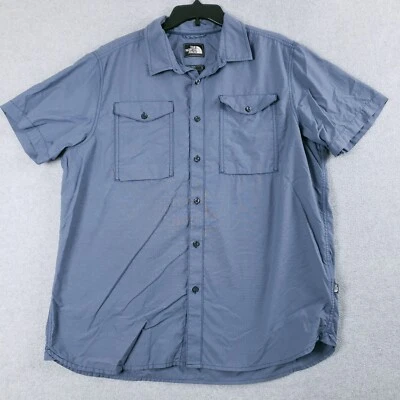 The North Face Button Down Shirt Men's Size XL Blue Short Sleeve Nylon Shirt - Image 1 of 4