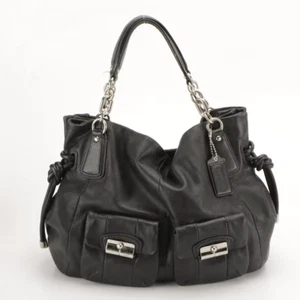 Coach Black Carryall Hobo Bag 14752 Blue Silk Inside Satchel with Hang Tag - Picture 1 of 5