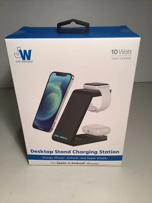 Estación de carga con soporte de escritorio Just Wireless para iPhone AirPods y Apple Watch Foto 1 de 4