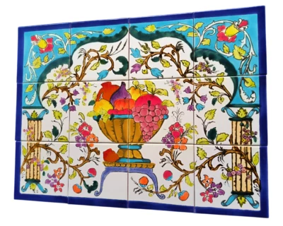 Obstkorb Bild handbemalte Fliesen Fliesenbild Mosaikfliesen 45x60  Küchenfliesen - Bild 1 von 2