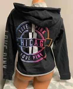 Victorias Secret PINK Crop Hoodie Jacket Sweatshirt sz XS Bling Chicago - Picture 1 of 2