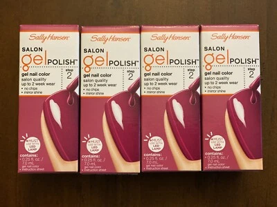 Lot Of 4 Sally Hansen  Gel Polish Step 2 Nail Color CHERRY CHERRY BANG BANG 245 - Image 1 of 2