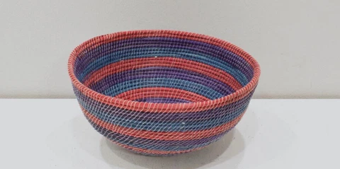 African Lesotho Blue  Pur11 1/ple Woven Basket South Africa Cover