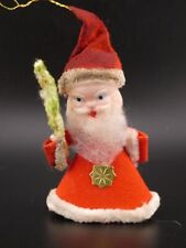 Vintage Christmas Felt Santa with Chenille Tree and Cotton Beard Ornament Japan