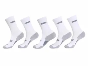 Puma Big Boy's Crew Socks 5-Pairs Premium Active White/Silver Sz 9-11 Fits 4-9.5 - Picture 1 of 1
