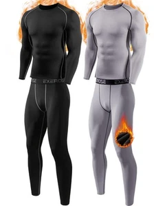 1, 2 Pack Mens Thermal Underwear Long Johns Set Compression Pants and Long Sl... - Picture 1 of 5