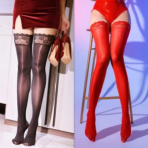 Medias 8D brillantes de jacquard de encaje sexy para mujer, medias de silicona antideslizantes - Imagen 1 de 21