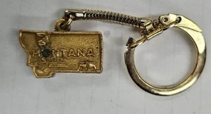 Vintage MONTANA Helena TREASURE STATE 1" Gold Color Bar Key Chain    - Picture 1 of 2