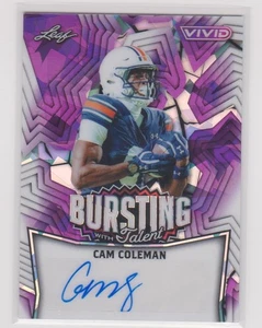 2025 Leaf Vivid Purple Crystal Cam Coleman Auto #2/7 Bursting With Talent Auburn - Picture 1 of 2