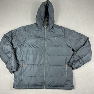 Eddie Bauer Jacket Mens XL Gray Wide Channel Hooded Down Puffer Coat EB650 - Picture 1 of 9