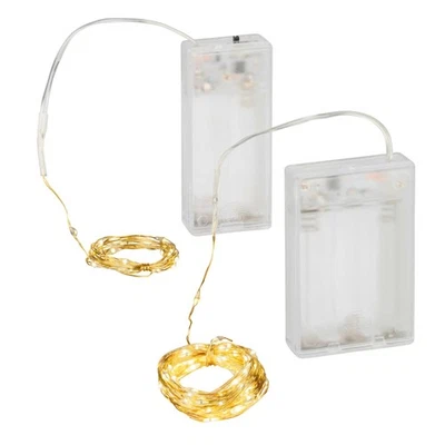 LED Lichterkette Batterie Draht gold 20/40 oder 100 LED warmweiß 6/18h Timer Neu - Bild 1 von 4