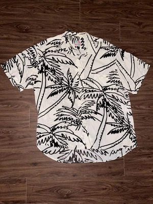 Camisa Jams World Para Hombre XL Blanca Negra Palmera Hawaiana Abotonada Manga Corta Foto 1 de 4