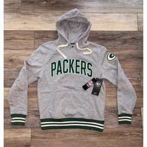 NWT Men's Small '47 Brand Green Bay Packers Hoodie - Slate Gray - Picture 1 of 6