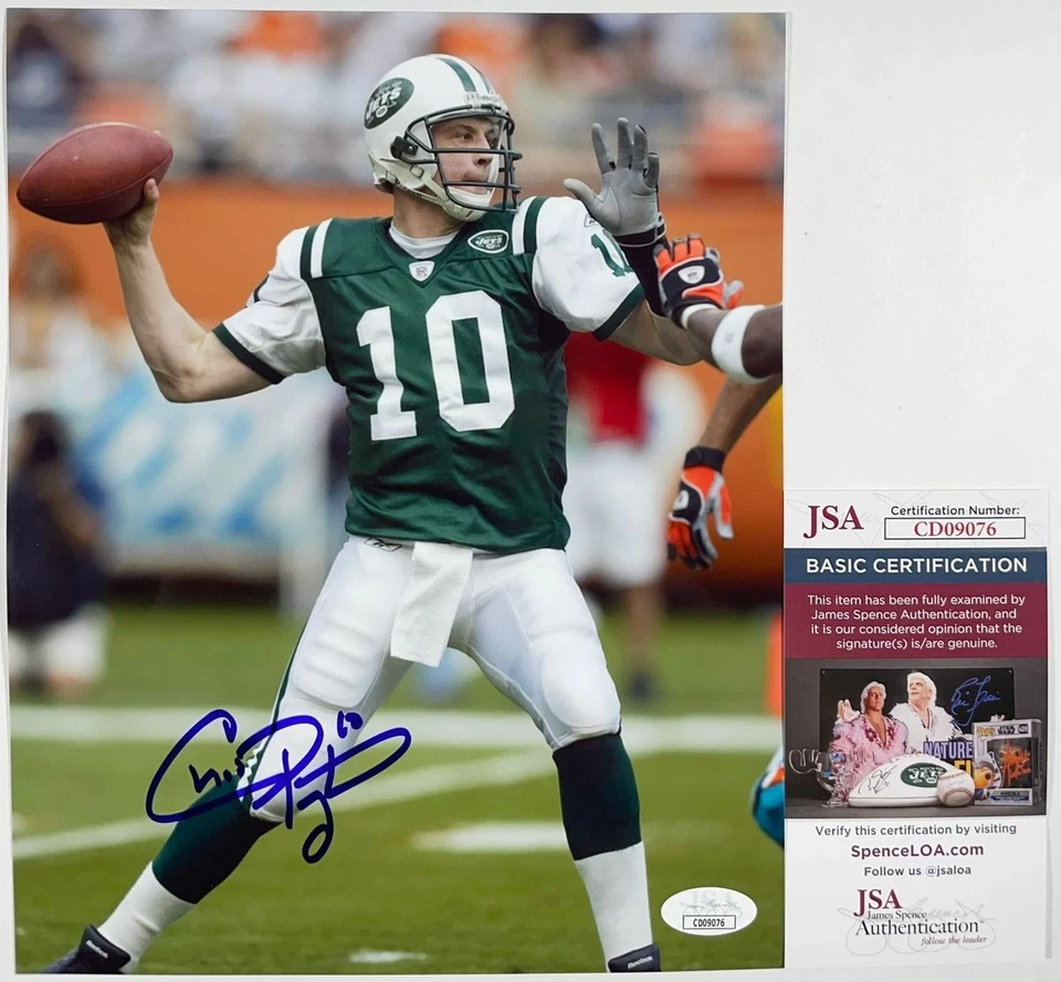 NFL Chad Pennington Firmado New York Jets 8x10 Foto B Autógrafo Certificado de Autenticidad JSA Foto 1 de 1