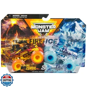 Monster Jam 2024 Fuego y Hielo 1:64 Diecast Monster Truck Paquete de 2 Zombies y No - Imagen 1 de 5