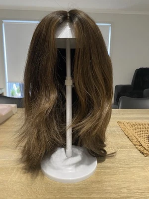 Lusta Hair Human Hair Lace Front Silk Top Wig Size Medium M Brown European Remy - Image 1 of 4