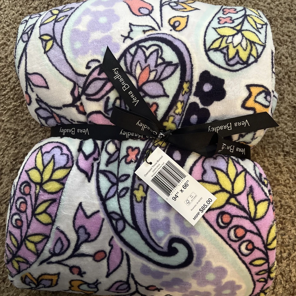 Super Soft Vera Bradley Maddalena Paisley Fleece Throw Blanket 94" x 66" NEW - Image 1 of 1