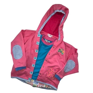 Vintage Gymboree Hooded Jacket turtleneck set Floral Applique Gingham Trim - Picture 1 of 11