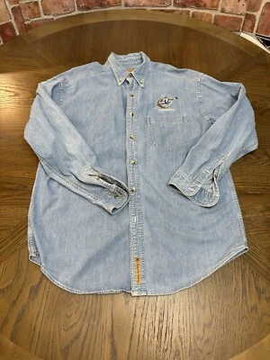 Washington Wizards Denim Button Up Long Sleeve Shirt Blue Men’s L Old Logo - Image 1 of 4