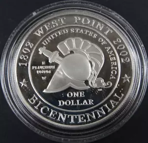 2002-W West Point Proof Silver Dollar US Mint Commemorative $1 Capsule - Picture 1 of 4