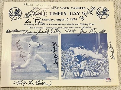 Yankees Old Timers 1974 programa firmado bonito autógrafo Hoyt Sewell Lopez PSA/DNA Foto 1 de 4
