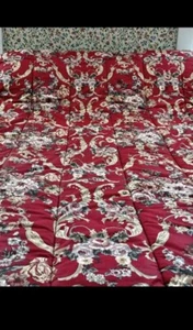 EUC RALPH LAUREN Red Floral blue label queen comforter VINTAGE 100% Cotton - Picture 1 of 3