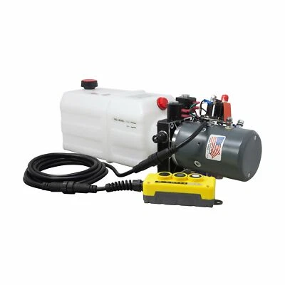 Single & Double Hydraulic Pump For Dump Trailer KTI - 12VDC - 6 Quart Reservoir - Image 1 of 4