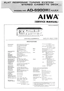 Service Manuel D'Instructions pour Aiwa AD-6900 MK2 - Imagen 1 de 1