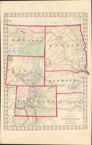 1874 Colorado MT NE WY+ Mitchell antique map ~23.7" x 15.2" rare Ziegler McCurdy - Picture 1 of 5