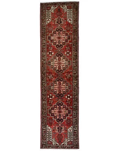 Vintage Handmade Oriental Runner Rug Red Floral Tribal Hallway Carpet 3X12 ft - Picture 1 of 10