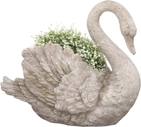 Swan Cast Stone Planter Garden Decor - Grey,7748997 Cover