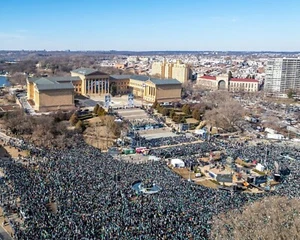 Foto de fútbol americano de la NFL Philadelphia Eagles Super Bowl LIX Parade Overhead 8x10 - Imagen 1 de 1