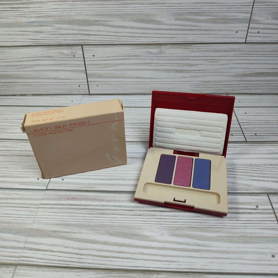 Avon Silk Finish Eyeshadow Trio Vintage 1988 Collection #2 Purple Pink Violet - Image 1 of 4