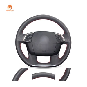 Black Artificial Leather Steering Wheel Cover for Citroen C4 C4L 2011-2015 DS4 - Picture 1 of 8