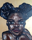 African American Art Painting Girl African Woman Chocolate Girl Nigerian 8х10"