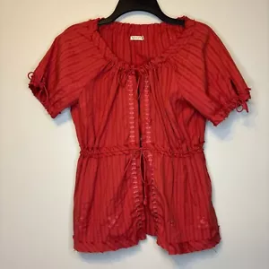Vintage Old Navy Gr. Medium orange Bohemian Tie Top bestickt Coquette Girly - Bild 1 von 10