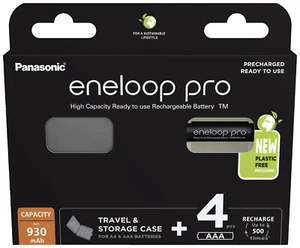 Panasonic eneloop pro 4er Blister AAA Ni-MH Akkus 930mAh & Batteriebox